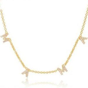 RACHEL ZOE 'MAMA' Gold Cubic Zirconia Necklace
